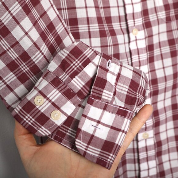 Vintage Grenadier Plaid Long Sleeve Button Down Shirt Collared Red White Preppy - Picture 9 of 10
